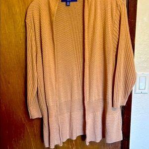 Apt. 9 Tan Cardigan Sweater with Ribbed Knit
